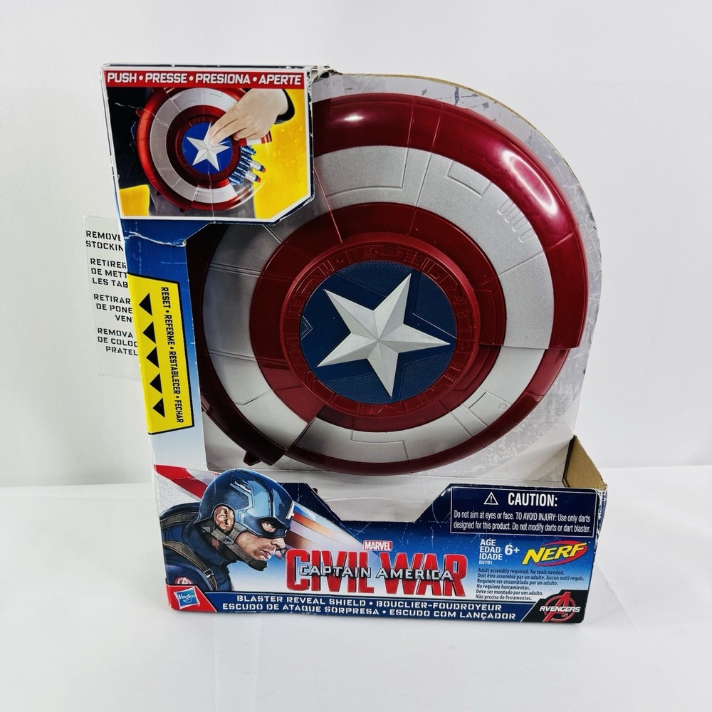 NERF Marvel Avengers Civil War Captain America Blaster Reveal Shield Gun